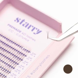 Bouquets pré-faits 4D brun foncé 0,07 mm (384 bouquets) 0 Starry cils